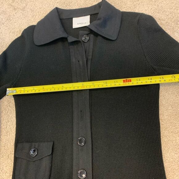 Akris Punto black ribbed knit long sleeve pleated wool dress Sz 4 NWOT - Picture 11 of 14